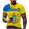 Homens Camisetas D Impresso Bandeira Ucraniana T-shirt Manga Curta Verão Gelo Seda Confortável Camisa Camisa Para Homens