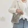 Torby wieczorowe designer srebrne metalowe cekiny łańcuch tkanin puste sprzęgło żeńskie podróżne torebki ramię Y230901