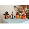 Objetos decorativos Estatuetas Dekorasi Halloween Cat labu hantu dekorasi Resina kreatif patung hadiah dicat hitam buatan tangan Retro negara menyenangkan 230904