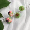Saplama küpeleri aensoa el yapımı polimer kil kadınlar için sevimli renkli bitkiler etli küçük simüle çiçek mücevherleri