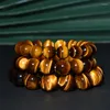 Link Bracelets 5A Natural Yellow Tiger Eye Stone Beads Bracelet Man Women Green Blue Red Accessories Jewelry Yoga Meditation Bangle