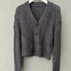 Women's Knits Ladies V-Neck Single-Breasted Long-Sleeved Knitted Jacket Women Sequins Hollow Cashmere Blend Cardigan Sweater Autumn Winter