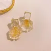 Dangle Earrings Golden Colorful Rose Flowers Love Crystal Summer Earrring