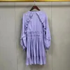 Casual Dresses EOS Spring Ruffle Satin Lantern Sleeve Purple Summer Mini Dress France Pairs Brand M High Quality