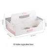 Gift Wrap 10pcs Clear Window Cupcake Boxes For 4/6 Cups Cakes With Handle Christmas Birthday Party Food Takeaway Box