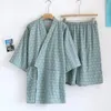 Homens sleepwear algodão quimono robe conjuntos para verão e outono multi cores manga curta roupões com shorts roupas de casa pijamas homens