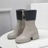 مصمم Betty Boots Luxury Women Rubber Rubber Boots Boots Short Martin Boots Calfskin Leather and Canvas Stritory Winter Boot Size 35-40