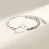 Bracelets de charme en argent sterling couleur hexagramme et amour pour couple amoureux chaîne à main lien bijoux de mode originaux avec timbre