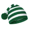Berets Cycling Santa Hat Cozy Winter Knitted Striped Print Plush Ball Unisex Ear Protection Christmas Cap For Resistance