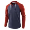 Magliette da uomo Autunno Maglietta da uomo Casual Allentato con cappuccio Magliette e camicette Maglietta Abbigliamento sportivo maschile Felpa con cappuccio Patchwork T-shirt a maniche lunghe Abbigliamento