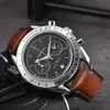 Nadgarstek omeg dla mężczyzn 2023 Zegarki męskie Pięć igieł wszystkie tarcze Work Kwarc Watch Top Clock Chronograph Stal i skórzany pasek Speedmaster