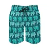 Shorts pour hommes Sarcelle Floral Elephant Board Summer Paisley Animal Print Sports Fitness Beach Pantalons courts Séchage rapide Mode Maillots de bain