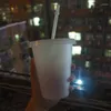 Copos pires Matte White Straw Cup Drinkware Caneca de café 700ml Canecas de plástico com tampa Clear Coffe Garrafa Reutilizável