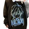 Damen Hoodies 4XL Plüsch Herbst Winter Weiß Anime Übergroße Sweatshirts Trendy Lose O-Ausschnitt Hoodie Frauen Kleidung All-Match Harujuku Punk