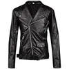 Men's Jackets Medieval Punk Coat High Quality Fashion Slim Fit Polo Collar Panel Motorcycle Leather 230901