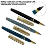 Fountain Pens Fountain Pen Yong Sheng 601a Twill Golden Cap Vacumatic Fountain Pen Fine Nib Window Lake Blue Fine Nib School Office Supplies HKD230904