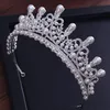 Tiaras And Crowns Luxury Pearl Princess Pageant Engagement Wedding Hair Accessories For Bridal Jewelry Shine Crystal237N