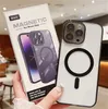 Premium Clear Magnetic Cover with Camera Lens Film Protector för iPhone 15 15Plus 15Pro Max 14 Plus 13 12 11 Pro Max med detaljhandelspaketet