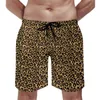 Pantaloncini da uomo Leopardo nero Palestra Fiori estivi Stampa Pantaloni corti da tavola casual Uomo Surf Costume da spiaggia con motivo ad asciugatura rapida