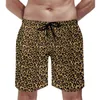 Herrshorts svart leopard gym sommarblommor trycker casual brädet korta byxor män surfa snabba torrmönster strandstammar