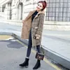 Women's Wool Blends Autumn Winter Wool Coat Women Plaid Sheep Shear Leather Fur Mid Long Coats Plus Velvet Thick Hooded Warm Wool Lady Coat HKD230904