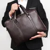 Kolejki luksusowe prawdziwe skórzane teczka Men Business Bag Laptop 15.6 -calowy dokument biurowy Case Mężczyzna Portfolio Czarny M270