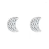 Stud Earrings High Grade Zircon Number 8 Moon Shaped For Women Girls Fashion Crystal Ear Jewelry Birthday Gifts