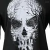 Women's Hoodies Halloween Women Goth Skull Print Spring Autumn Clothes Long Sleeve Tees Female Clothing Y2k Streetwear