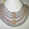 necklace moissanite chain Wholesale price vvs 2 rows miami gold cuban chain 925 sterling silver diamond cuban