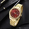 rMelogio masculino diamante orologio da uomo moda quadrante nero calendario braccialetto in oro chiusura pieghevole Master maschio 2021 regali coppie2340F