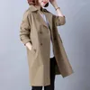 Trench da donna 2023 Cappotto stile autunno primavera Cappotto femminile sciolto medio lungo Doppio petto Giacca da donna con temperamento moda