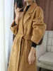 Женское полушерстяное пальто 2023, осень-зима, женское новое модное свободное пальто средней длины, двустороннее шерстяное пальто, одежда HKD230904