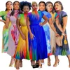 Plus Size Kleider Afrikanische Kleidung für Frauen Sommer Elegante afrikanische Frauen Kurzarm O-Ausschnitt Polyesterdruck Zweiteilige Sets Top und Rock 230901