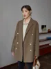 Women's Wool Blends DUSHU Woman Winter Coats And Jackets Vintage Double-breasted Check Double-sided Woolen Coat Winter Straight Woolen Suit Jackets HKD230904