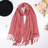 Halsdukar vinter kashmir kvinnor halsduk kvinnlig lyx varumärke halsdukar lady tassel bandana kvinnor solida sjal wraps foulard tippet pashmina 230904