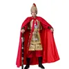 Han Tang Song Ming Dynasty Men Military Armour Ancient China Generals Costume Performance Outfit Black Red Golden Armor + Cloak