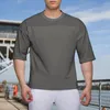 Erkek Tişörtleri O boyun boyunlu Kısa Kollu İnce Mesh Patchwork Erkekler T-Shirt Yaz Düz Renk Gevşek Spor Tee Gömlek Sokak Giyin