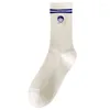 Chaussettes femme automne/hiver mignon dessin animé japonais brodé blanc mi-mollet femme Pile Style collège longue