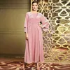 Vêtements ethniques Ensembles musulmans roses élégants pour femmes Ramadan Arabe Femme Abaya Robe modeste Eid Islamique Jalabiya Marocain Vêtements marocains