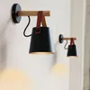 Vägglampa trä interiör ljus fixtur för hem sconce belysning vardagsrum nordiska moderna sänglampor med tråd E27