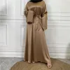 Vêtements ethniques Ramadan Musulman Mode Hijab Satin Robe Fermée Abaya Dubaï Turquie Caftans Islamiques Pour Femmes Robes Africaines Vistidos