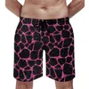 Short de bain pour hommes, rose et noir, girafe hawaïenne, imprimé animal, séchage rapide, course à pied, qualité de surf, grande taille, plage