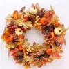 Autres fournitures de fête d'événement Couronne de porte d'automne Noël Décoration d'Halloween Citrouille Berry Pine Cone Maple Tissu artificiel Rotin Matériel Maison 230901