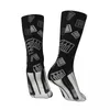 Men's Socks Funny Piano Vintage Harajuku Music Notes Hip Hop Seamless Crew Crazy Sock Gift Pattern Printed