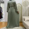 Ethnic Clothing Fashion Pleated Muslim Maxi Dress Abaya Dubai Islamic Caftan Saudi Arab Turkish Jilbab Party Gown Ramadan Abayas Robe