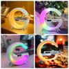 Portabla högtalare Smart App LED RGB Night Light Atmosphere Desk Lamp Alarm Clock Högtalare Trådlös laddare för iPhone Samsung Room Decor Desktop HKD230904