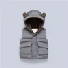 Jackor 2023 Autumn Winter Hooded Down Vest Coats Baby Thick Warm Weistcoat barn Ytterkläder Barn Klädpojkar flickor