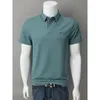 Polos pour hommes 2023 Corée Mode Glace Soie À Manches Courtes Tshirt Été Business Marque Broderie Polo Chemise Hommes Vêtements Camisas Y Blusas 230901