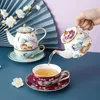 Teapots British light luxury ceramic teapot afternoon scented tea pot with flower and bird single cup saucer custom gift box set 230901