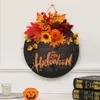 Andra evenemangsfestleveranser Halloween Hang Wreath Simulation Pumpkin Maple Leaf Wall Garlands Dörrdekor Black Cat Skull Bat Happy Halloween Day Wreath 230904